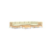 Salon de jardin modulable bois beige 10 pieces 10 personnes