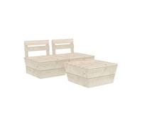 Salon de jardin modulable bois beige 3 pieces 2 personnes