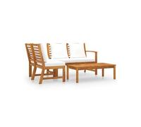 Salon de jardin modulable bois beige 3 pieces 4 personnes