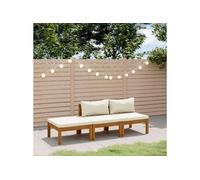 vidaXL Bois d'Acacia Solide Salon de Jardin 3 pcs avec Coussin Mobilier de Patio Meubles d'Extérieur Mobilier de Jardin Meubles de Terrasse Crème