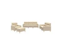 Ensemble de Canapés avec Coussins Sièges Salon 3 pcs Jaune Clair Tissu vidaXL