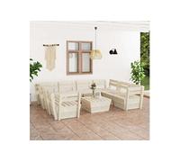 Salon de jardin modulable bois bois 9 pieces 9 personnes