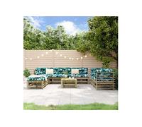 Vidaxl Salon De Jardin 9 Pcs Bois De Pin Imprégné