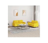 vidaXL Ensemble de canapés 2 pcs avec coussins Tissu Jaune clair