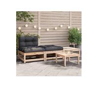 Salon de jardin modulable bois massif 1 personnes 70 x 210 x 67 cm gris