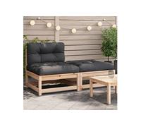 Canapé de jardin sans accoudoirs avec coussins et repose pieds