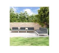 Salon de jardin modulable bois massif blanc 6 pieces x 120 x 70 12 personnes