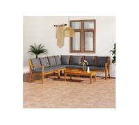 Salon de jardin modulable bois massif gris 6 pieces 60.5 x 100 x 81 7 personnes