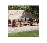vidaXL Salon de jardin modulable bois massif gris 6 pièces avec coussins 8 personnes