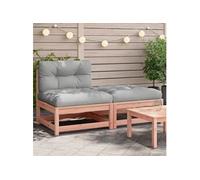 Salon de jardin modulable bois massif gris 70 x 140 x 67 cm 2 personnes