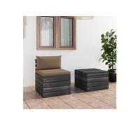 Salon de jardin modulable bois massif marron 2 pieces x 60 x 71.5 2 personnes
