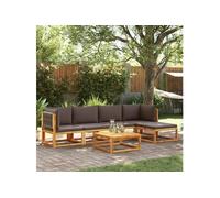 Salon de jardin modulable bois massif marron 6 pieces 5 personnes