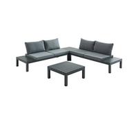 Salon de jardin modulable en aluminium : 1 canapé d'angle + 1 table basse - Anthracite - RISILI de MYLIA