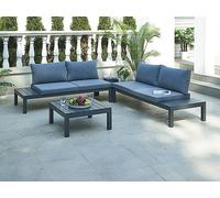 Salon de jardin modulable en aluminium : 1 canapé d'angle + 1 table basse - Anthracite - RISILI de MYLIA