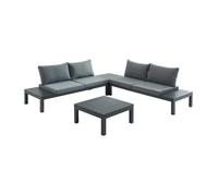 Salon de jardin modulable en aluminium : 1 canapé d'angle + 1 table basse - Anthracite - RISILI de MYLIA