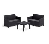 Salon de jardin modulable en résine imitation rotin tressé - Noir - KETER - 4 personnes - MARIE