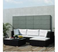 vidaXL Salon de jardin 5 pcs avec coussins Résine tressée Noir 41872