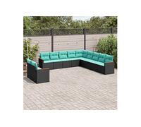 vidaXL Salon de jardin 11 pcs avec coussins en résine tressée, noir