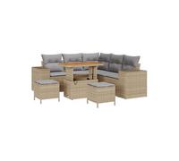 Salon de jardin modulable GENERIQUE 5 personnes 8 pieces beige 62 x 83 x 85 cm bois massif