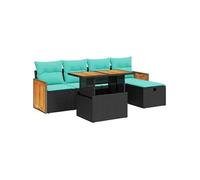 Salon de Jardin avec Coussins Canapé Balcon 6 pcs Résine Tressée Acacia vidaXL