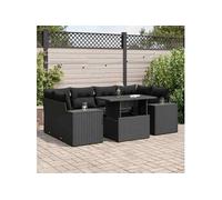 Salon de jardin modulable GENERIQUE 7 pieces 6 personnes noir 100 x 55 x 73 cm resine tressee