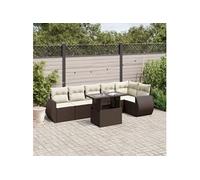 Vidaxl Salon De Jardin Avec Coussins 7 Pcs Marron Résine Tressée