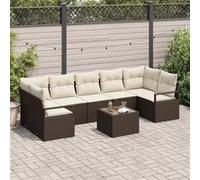 vidaXL Ensemble canapé de jardin 8 pcs brun, crème 55 x 55 x 37 cm Poly-Rotin