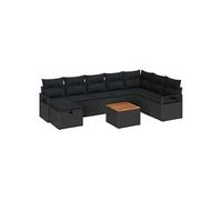 Salon de jardin modulable GENERIQUE 9 pieces noir rotin 55 x 55 cm