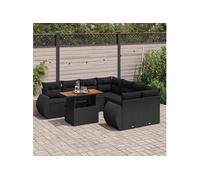 Salon de Jardin avec Coussins Canapés Patio 9 pcs Noir Résine Tressée vidaXL