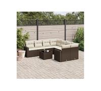 Vidaxl Salon De Jardin Avec Coussins 9 Pcs Marron Résine Tressée