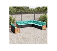 Salon de jardin modulable GENERIQUE - Lot de 11 pieces - Resine tressee noir - 62 x 55 x 69 cm
