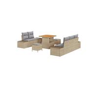 Salon de jardin modulable GENERIQUE - Lot de 8 pièces - Rotin beige 62x92x69 cm
