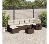 Vidaxl Salon De Jardin 8 Pcs Avec Coussins Marron Résine Tressée