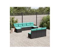 Salon de jardin modulable GENERIQUE noir resine tressee 10 pieces 62 x 55 x 69 cm