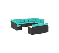 Salon de jardin modulable GENERIQUE noir resine tressee 13 pieces 62 x 62 x 69 cm