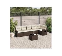 Vidaxl Salon De Jardin Avec Coussins 7 Pcs Marron Résine Tressée