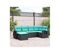 vidaXL Salon de jardin 6 pcs résine tressée noir avec coussins