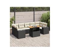 Salon de jardin modulable GENERIQUE resine tressee 7 personnes 8 pieces 100 x 55 x 73 cm noir