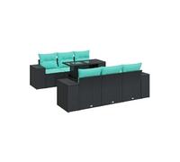Salon de jardin modulable GENERIQUE resine tressee 7 pieces noir 55 x 62 x 69 cm