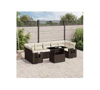 Vidaxl Salon De Jardin 8 Pcs Avec Coussins Marron Résine Tressée