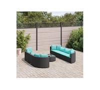 Vidaxl Salon De Jardin 9 Pcs Avec Coussins Noir Résine Tressée