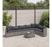 Vidaxl Salon De Jardin 8 Pcs Avec Coussins Gris Résine Tressée