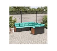 Salon de jardin modulable GENERIQUE resine tressee noir 8 pieces 62 x 55 x 69 cm