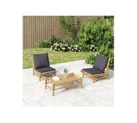 Salon de Jardin avec Coussins Meubles Terrasse 5 pcs Gris Foncé Bambou vidaXL
