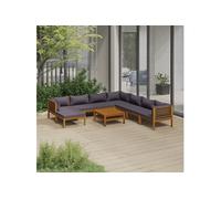 vidaXL Ensemble de salon de jardin 9 pièces avec revêtement en bois massif d'acacia