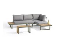 Salon de jardin modulable - Kaki - Bois d'acacia et aluminium - DCB GARDEN - 4 places - TOKYO