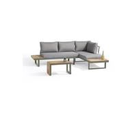 Salon De Jardin 4 Places En Bois D'acacia Et Aluminium Kaki
