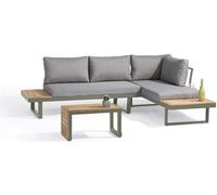 Salon de jardin modulable - Kaki - Bois d'acacia et aluminium - DCB GARDEN - 4 places - TOKYO
