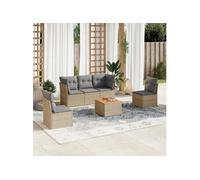 Salon de jardin modulable - Lot de 6 pièces - Résine tressée beige 5 personnes