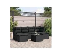 Vidaxl Salon De Jardin 7 Pcs Avec Coussins Noir Résine Tressée